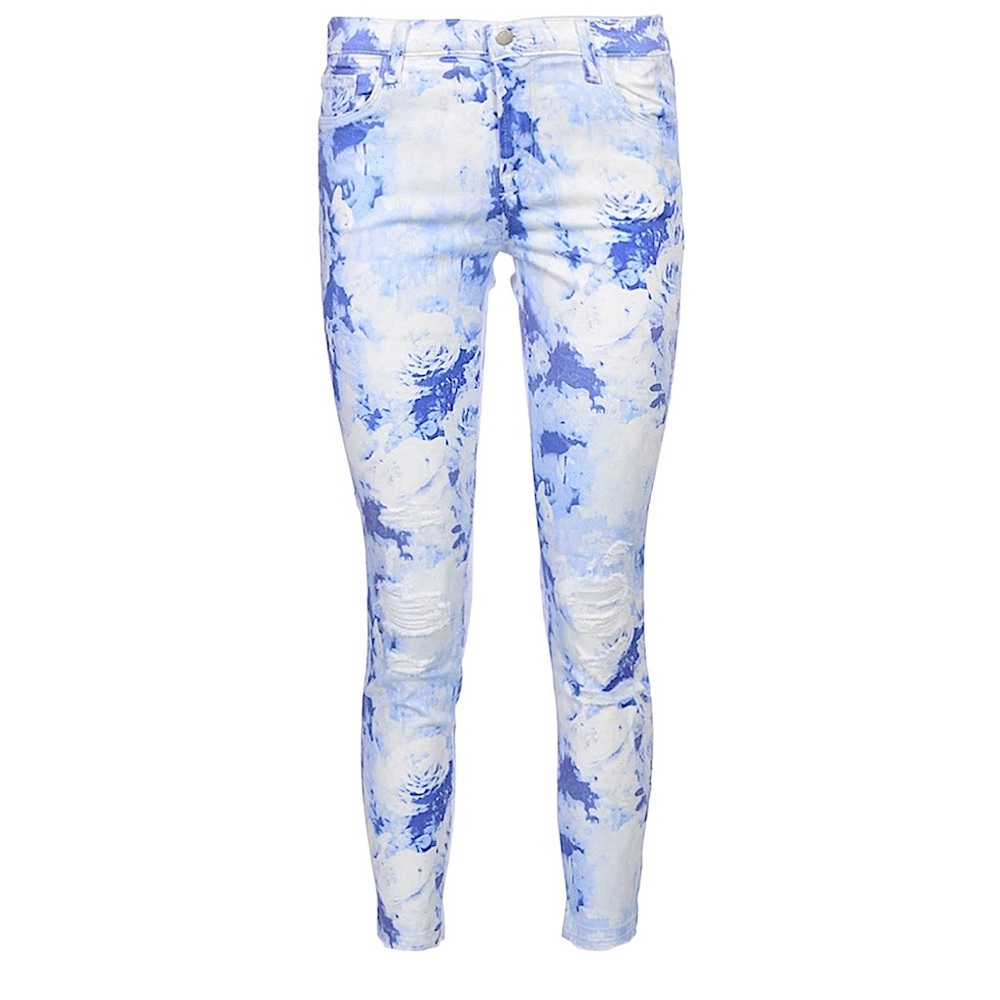 J Brand White and Blue Tie-Dye Skinny Jeans - Picture 4 of 9